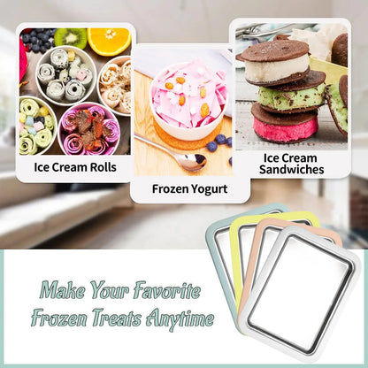 Multifunctional Rolled Ice Cream Maker - Cold Sweet Fried Ice Pan - DIY Household Frozen Yogurt Maker - for Homemade Stir-Fried
