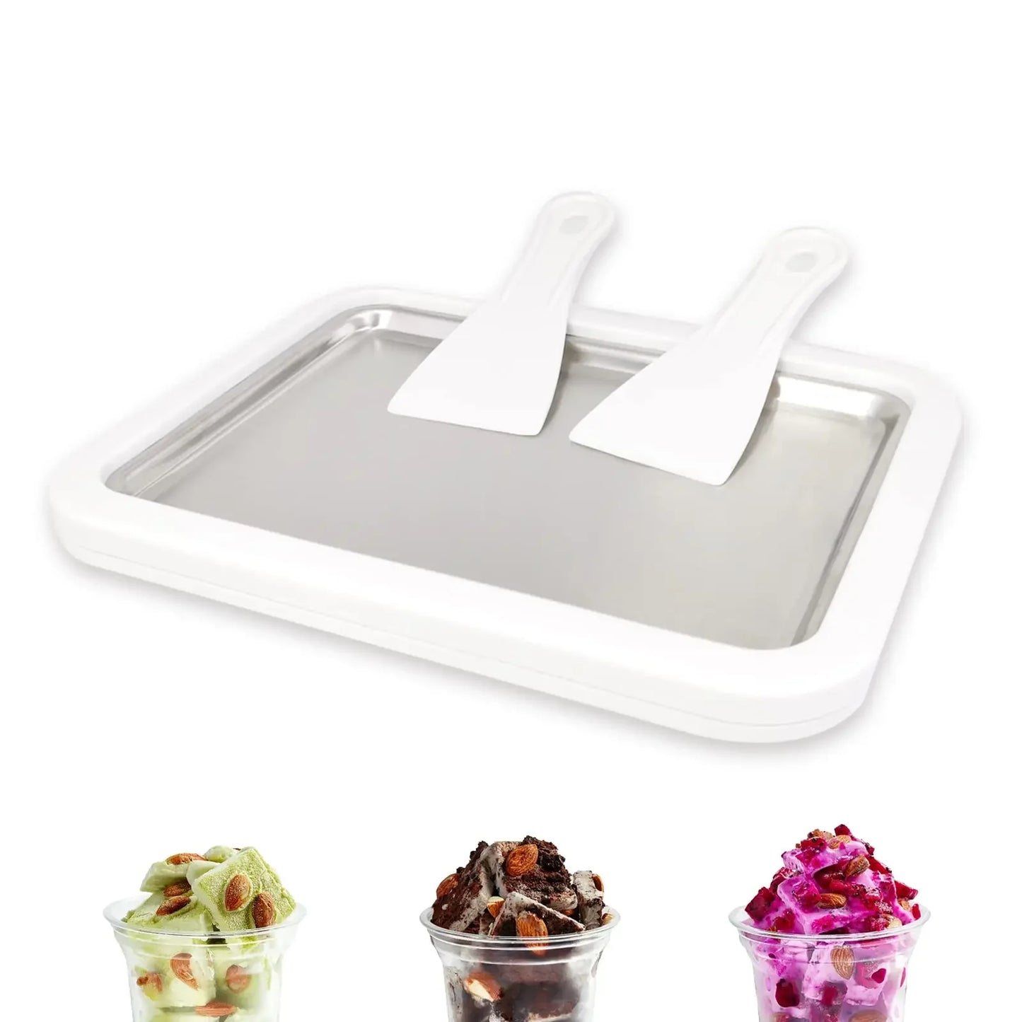 Multifunctional Rolled Ice Cream Maker - Cold Sweet Fried Ice Pan - DIY Household Frozen Yogurt Maker - for Homemade Stir-Fried
